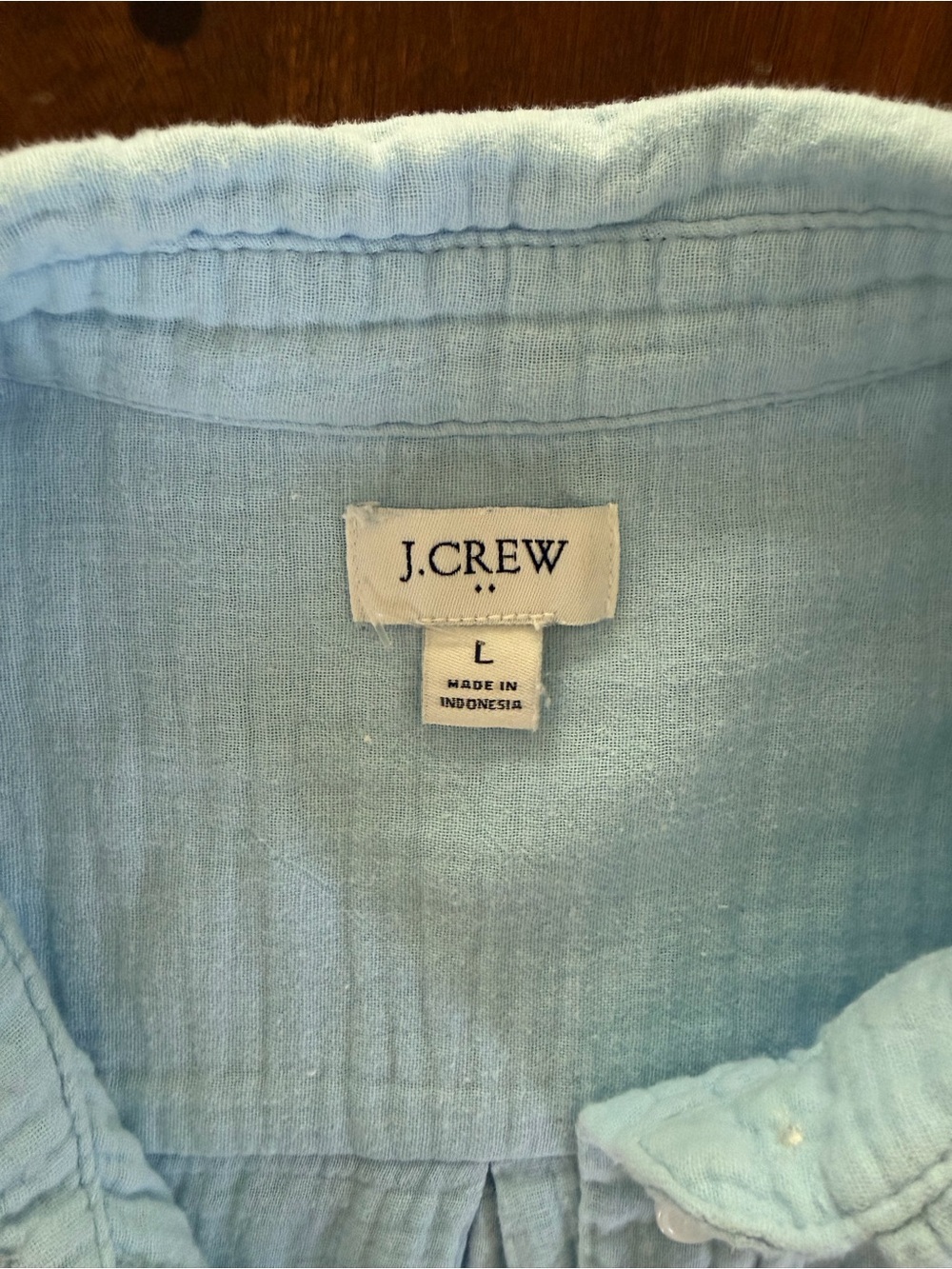 J. Crew Pale Blue Cotton Gauze Button-Down Shirt - Picture 3 of 5